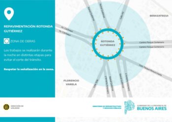 Repavimentación del Camino Parque Centenario: obras en Rotonda Gutiérrez