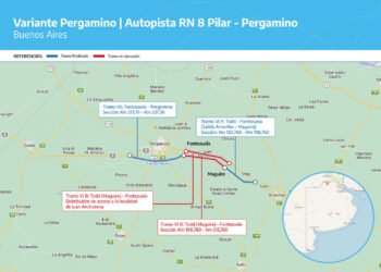 Ejecutan trabajos finales de la Variante Pergamino en la autopista de la RN8