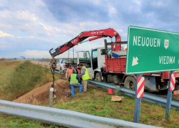 Importantes trabajos en la rotonda ubicada en la intersección de rutas nacionales 3 y 22