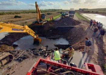 Avanzan los trabajos de recuperación de las rutas nacionales en Bahía Blanca