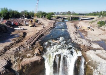 Santa Fe: continúa con la construcción de la estructura subterránea para frenar el retroceso de la Cascada Saladillo