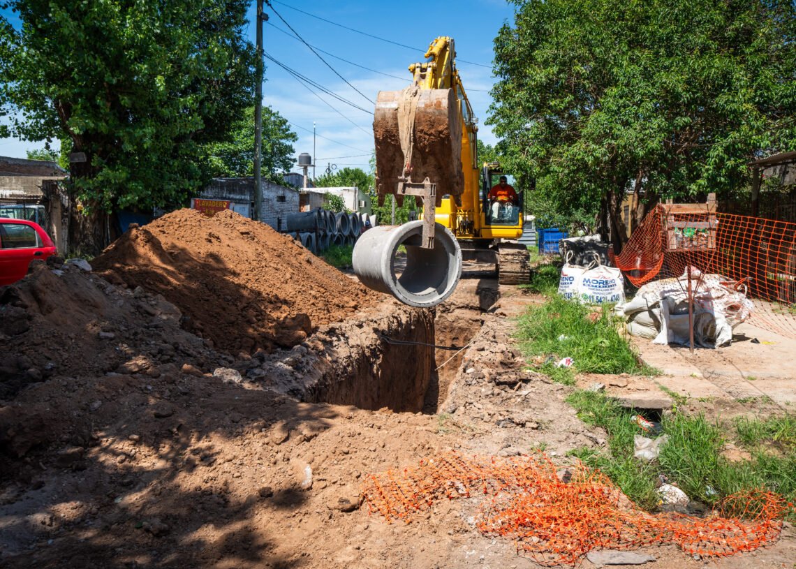 Avanzan las obras hidráulicas en Cuartel V y Moreno Norte